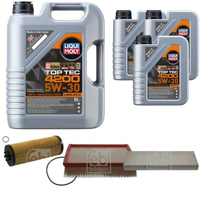 FEBI BILSTEIN Inspektionspaket 8L Liqui Moly Top Tec 4200 5W-30 für VW Passat