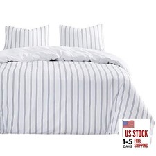 - Striped Comforter Set, Ticking Stripe Vertical Pinstripe Queen Navy White
