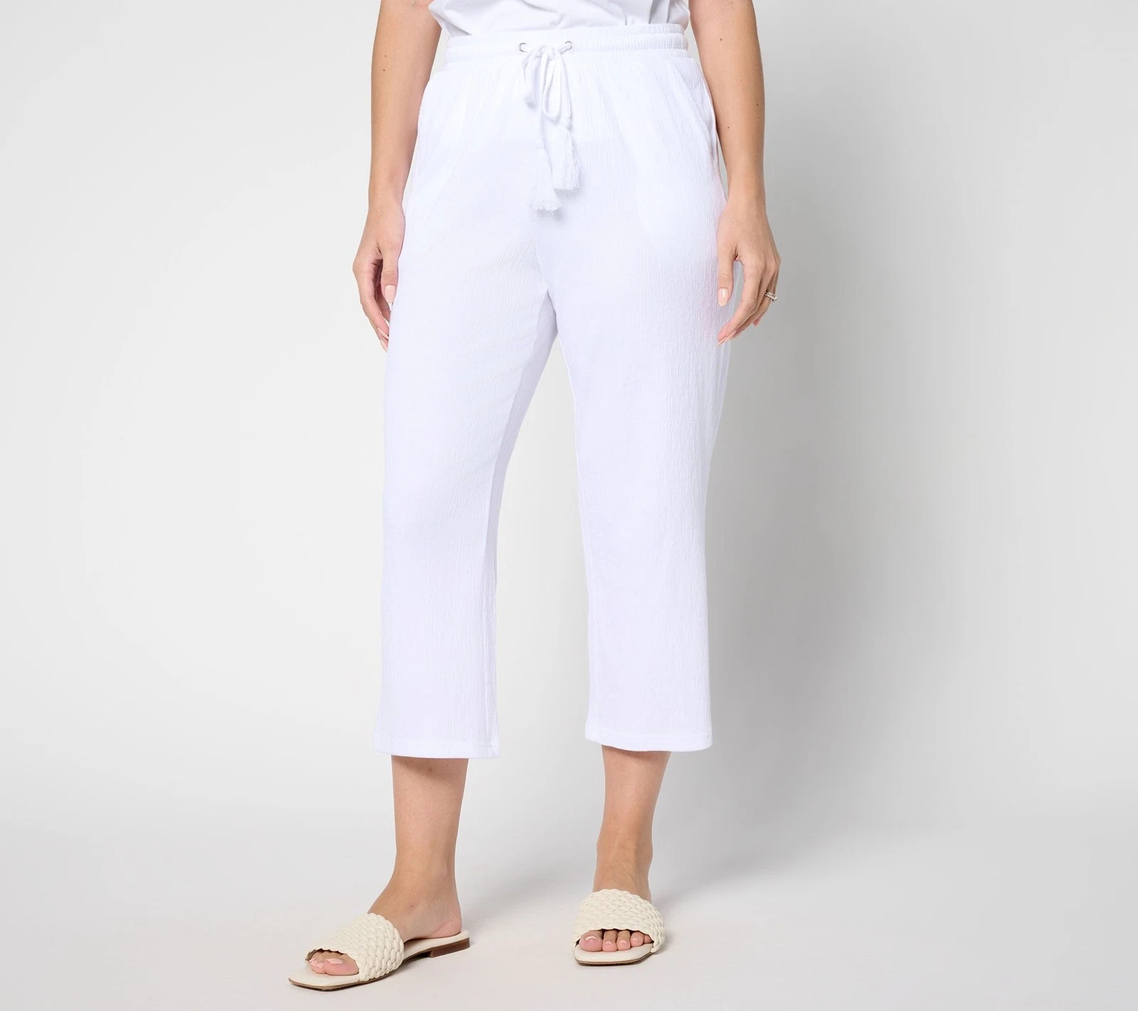 SUNNYLiFE Women's Plus Sz Pants 3X Packabelle Gotta Getaway Cropped White
