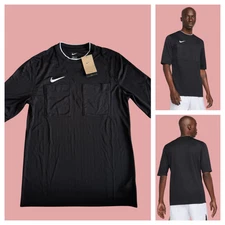 Nike Dri-FIT Men's Soccer Referee Jersey Pocket Top T-Shirt Black New $77
