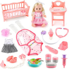 Baby Doll Playsets for Girls, Baby Doll with Accessories Set for Girls 3-5, Baby