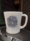 Vintage Milk Glass Coffee Cup Currier And Ives Mug
