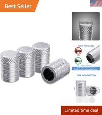 Tire Valve Stem Caps Aluminum Silver 4 Pcspack