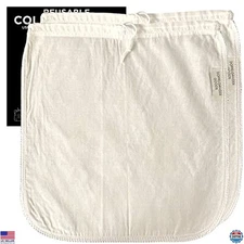 2-Pack Extra Large 12" Organic Cotton Cold Brew Coffee Bags - Reusable Filters