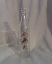 Clear Glass Nautical Sailboat Decanter w/ Stopper, Purple  Gold Ship Decor
