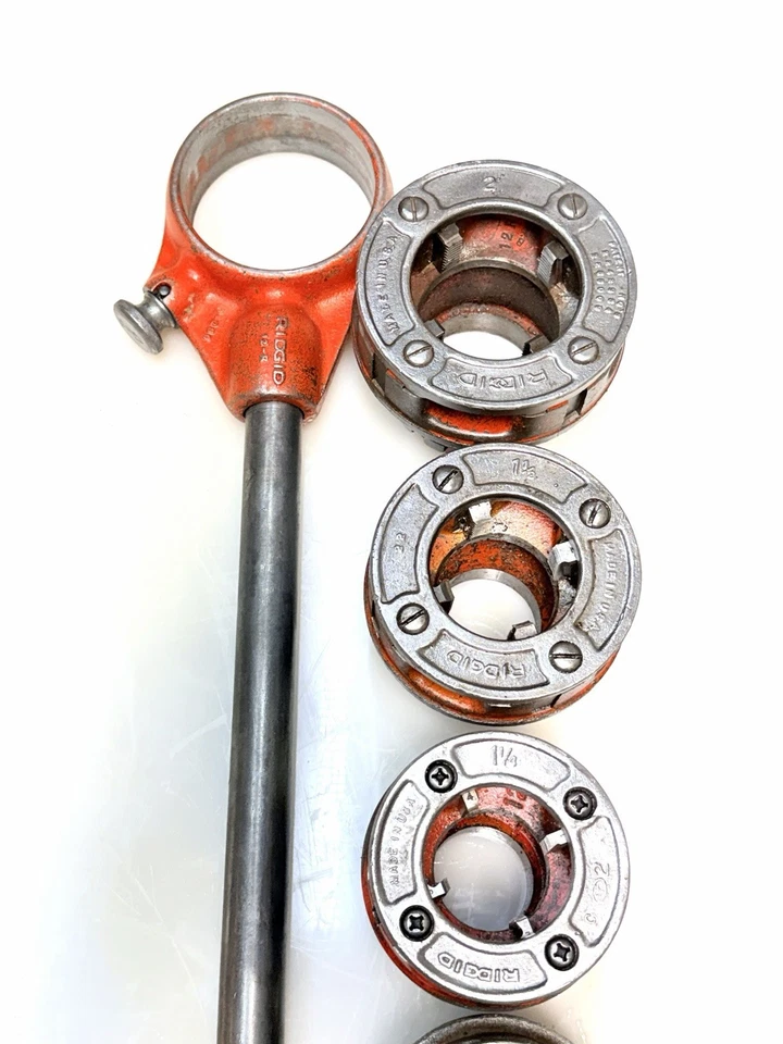 RIDGID 12-R Pipe Threader 6-Pc. Die Set 1/2” - 2" with Ratchet + Handle Nice BG4 - Image 2 of 4