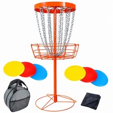 Freestanding Disc Golf Basket with Chains Lightweight for Park, Families