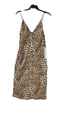Lumere Cheetah Print Sundress Midi Woman's S Strappy Sheath V-Neck Split