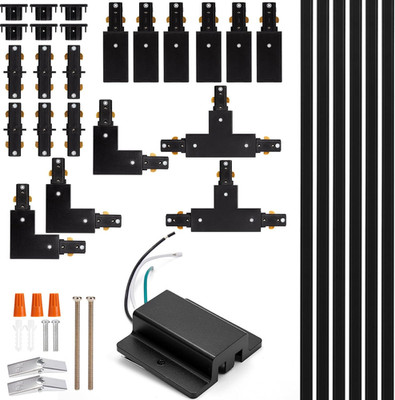 20Ft Black H Track Lighting Kit with Connectors for LED Fixtures