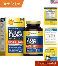 Ultimate Flora Adult Care Probiotic - 40 Strains, Gluten-Free Capsules, 30 Count