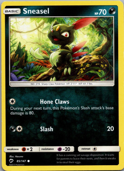Pokemon - Sneasel - 85/147 - Burning Shadows - NM/M