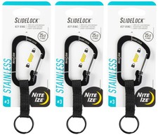 Nite Ize SlideLock Stainless Steel Key Ring 3 - Black 3-Pack 
