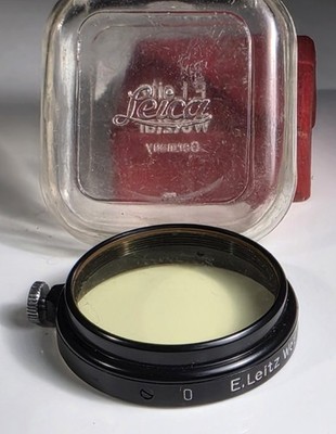 Vintage Leica Leitz Wetzlar Yellow No 0 Filter in Case Screw-On Mount
