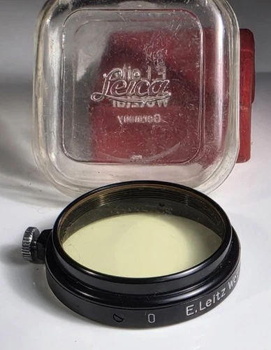 Vintage Leica Leitz Wetzlar Yellow No 0 Filter in Case Screw-On Mount
