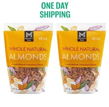 2 Pack Member's Mark Whole Natural Almonds 48 oz Each Bulk Nuts Healthy Snack