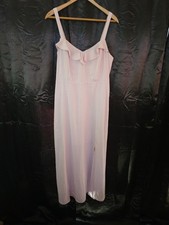Old Navy Pink Fit & Flare Ruffle-Trimmed Maxi Cami Dress Strappy Side Slit L