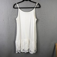 Oddy Slip Dress Womens M White Lace Crochet Hem Sleeveless Spaghetti Strap Fairy