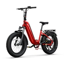 Folding Fat Tire Electric Bike for Adults 1500W Peak Commute Mountain Bike RED