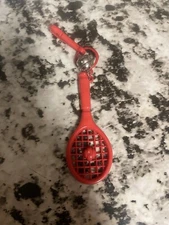 Vintage 1980s Plastic Bell Charm Tennis Racket For 80s Necklace