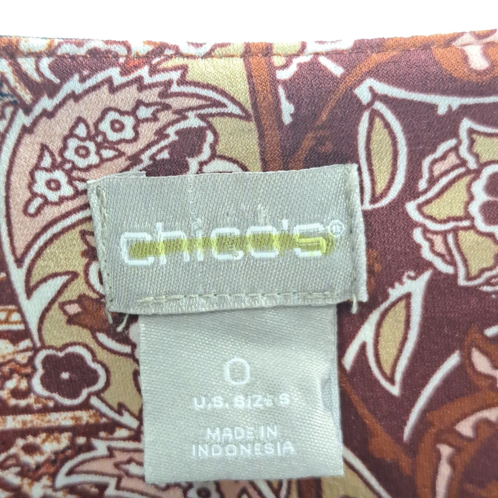 Chico’s Tunic Top 0 S Patchwork Hardware Floral 3… - image 2