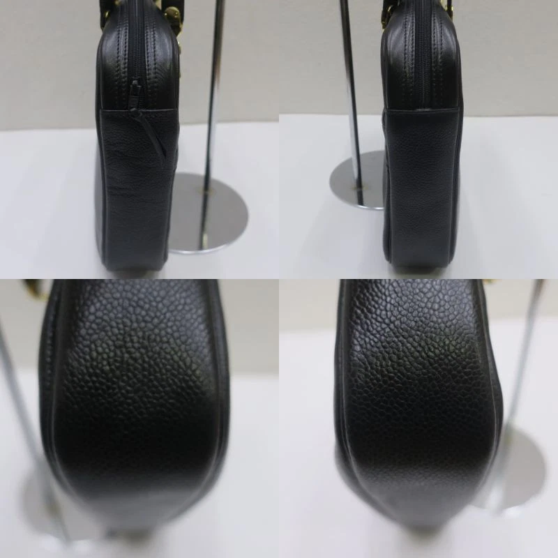 Sac bandoulière Christian Dior noir vintage cuir doré quincaillerie femme occasion