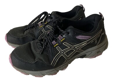 Asics Gel Venture 8 Womens 8.5 Black And Purple Running Shoes Sneakers 1012A708