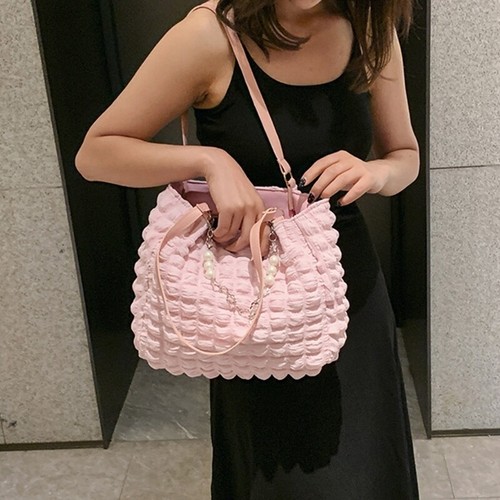 Bubble Pleated Bag Purse Ruched Design Satchel Bag Fashion Handbags - Picture 6 of 14