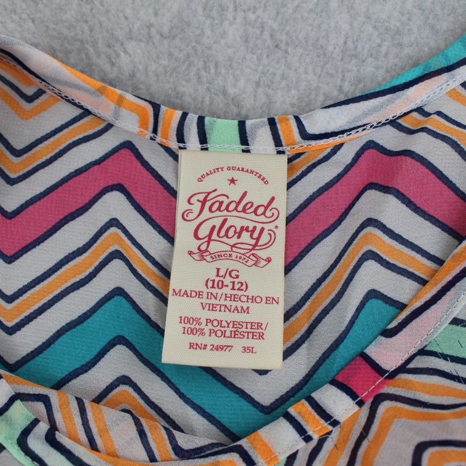 Regata feminina Faded Glory e capa transparente tamanho G (10-12) laranja multi Chevron - Imagem 4 de 4