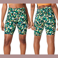 NWT $68 Sweaty Betty [ S 4-6 ] Power High Waist Pocket Bike Shorts Green #U401