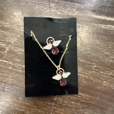 Amethyst Color Fashion Angel Pin And 18-inch Necklace, Guardian Angel