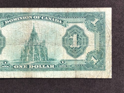 BANKNOTE DOMINION OF CANADA 1923 $ 1 EIN DOLLAR #Y-685042 ROTES SIEGEL - Bild 6 von 6