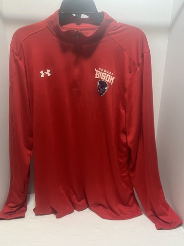 Under Armour Howard Bison Fleece 1/4 Zip Pullover NCAA Mens Size 2XL XXL Red