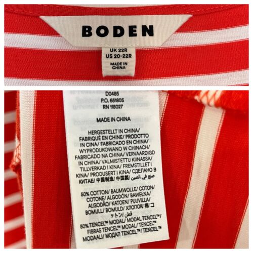 Boden Emma Easy Tiered Jersey Maxi Dress Plus Size 20 22 2X Orange White Casual - Picture 5 of 5