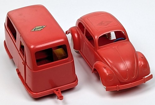 VW Käfer / Beetle mit Wohnwagen, Werbemodell Firma Trumpf Stuttgart 1960er/70er - Bild 2 von 5