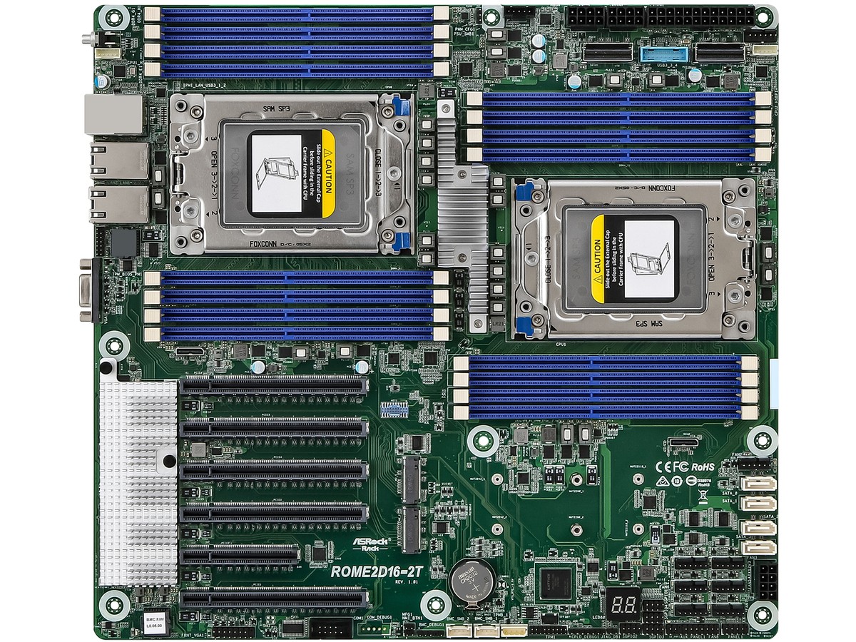AsRock Rack ROME2D16-2T Server Motherboard + 2xAMD EPYC 7713 SP3