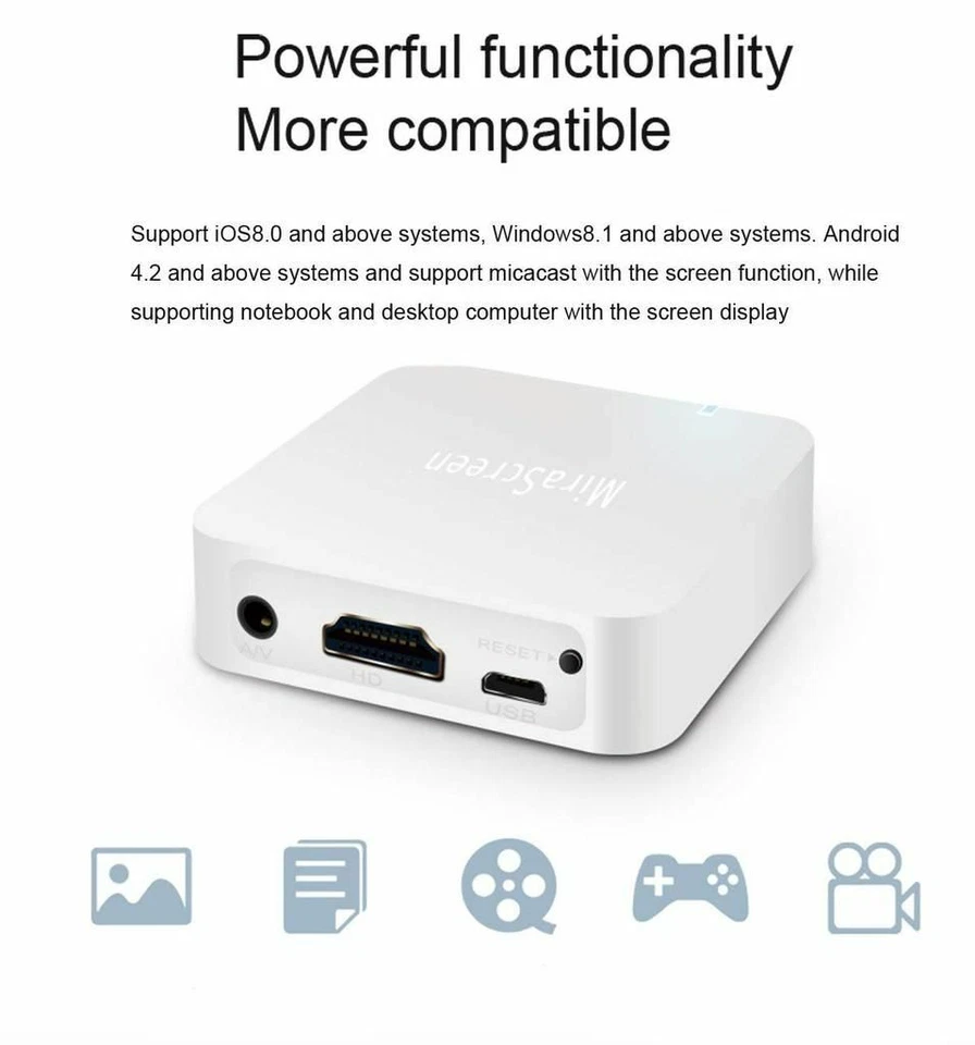 Adattatore scatola collegamento specchio display WiFi auto MiraScreen Miracast Dongle Airplay - Immagine 2 di 4