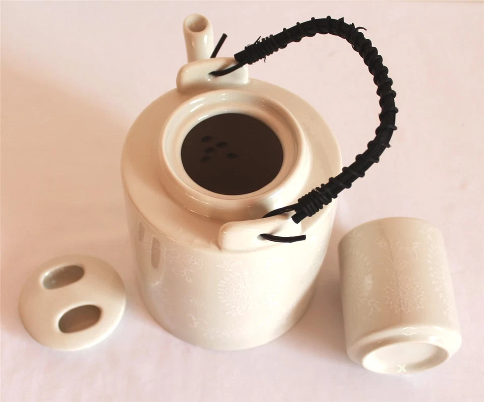 070 Teeset 5 tlg Keramik creme beige weiß Tee Service Pott Kaffee Elegant - Bild 4 von 4