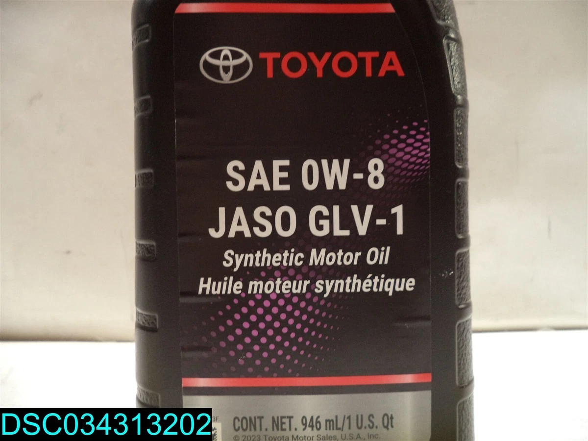 QTY=2 QT(1QT x 2): TOYOTA SAE 0W-8 JASO GLV-1 Synthetic Motor Oil  
