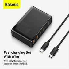 Baseus 100W GaN 4-Port Fast Charging Wall Adapter Type-C USB For iPhone Samsung