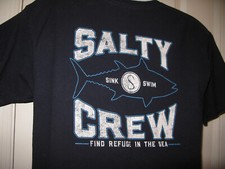 SALTY CREW FIND REFUGE IN THE SEA SINK SWIM TEE T SHIRT Men's L BLUE
