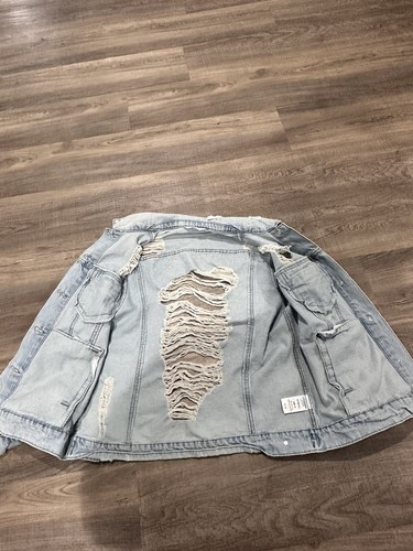 Highway Jeans Size M Womens Light Blue Distressed Button Denim Jacket 51685 - Picture 6 of 8