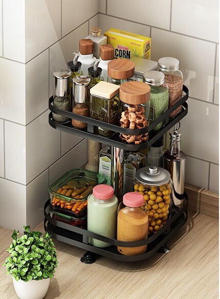 Lazy Susan Tier Spice Organizer 2-Tier Stainless Steel Lazy Susan