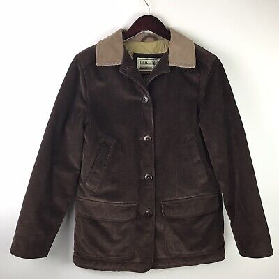 LL Bean Barn Coat Field Jacket Corduroy Brown Quilted Lined Women Size ...