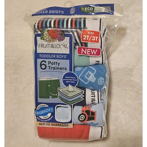 NEW Potty Trainers Boxer Briefs 2T/3T Boys Fruit Of The Loom 6 PACK Underwear