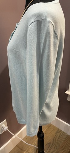 TALBOTS Women’s Lp Button Down Cardigan Sweater Light Blue cotton /Rayon - Picture 3 of 10