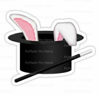 Rabbit Magic Hat Birthday ~ Edible 2D Fondant Cake Cupcake Topper ~ D20124 *