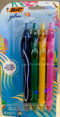 BIC Gelocity Gel Pens Quick Dry Medium Point 0.7mm Assorted Colors  - 4 Count