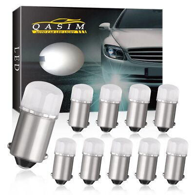 	10pcs Led Bayonet BA9S 12V DC Bright Exterior/Interior Light Bulbs White	