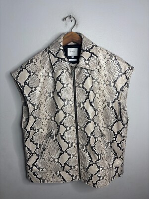Halfboy Snake Print Leather Biker Vest Full Zip Mens Size Small 4504