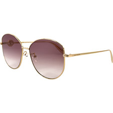 Alexander McQueen AM0288S Womens Metal Sunglass 003 Gold Violet 62-15 Italy